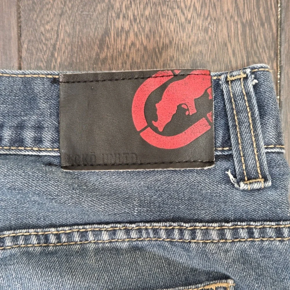 Ecko Unltd Jeans Mens 36x32 Blue Y2k Rhino Embroidered Skater Grunge Athletic